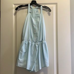 Seersucker ruffle romper